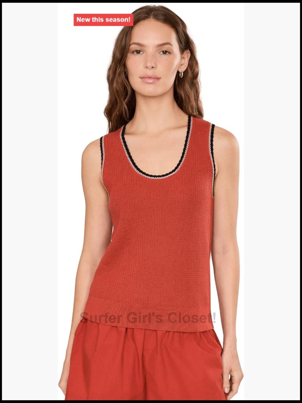 Cotton Knit Tank Top Sleeveless Scoop Neck Pull On Medium Weight